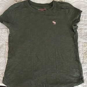 Abercrombie Kids Olive Tee with Pink Emblem